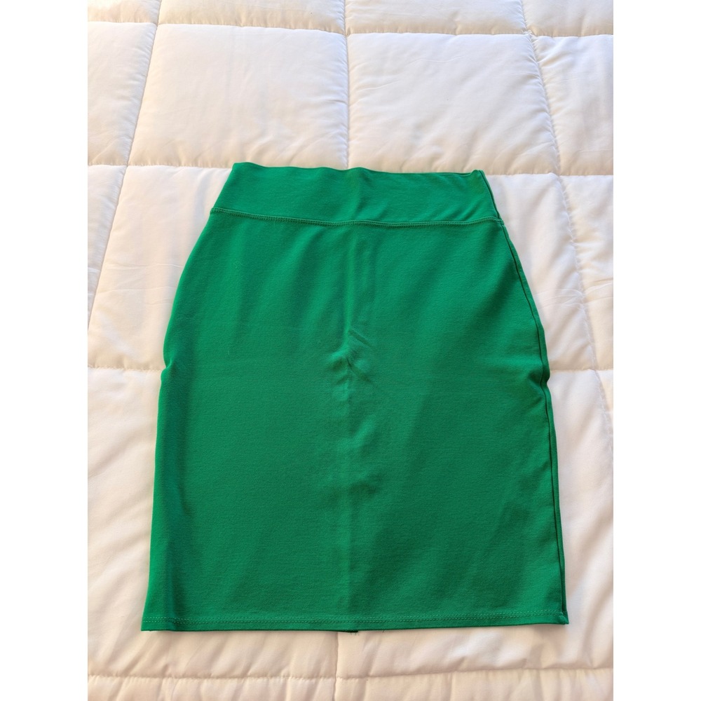 Hybrid & Company Kelly Green Pencil Skirt High Waist Stretchy Midi Large